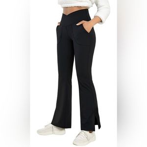 High waisted split hem flare leggings